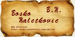 Boško Maletković vizit kartica
